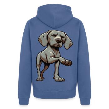 Weimaraner Weimaranerliebhaber Weimaranerhalter - Unisex Premium Bio Zip Hoodie - Taubenblau - Hinten - Nico (187cm)
