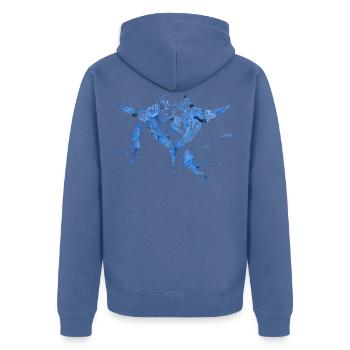 World of silence - Unisex Premium Organic Zip Hoodie - stone blue - Back - Nico (187cm)