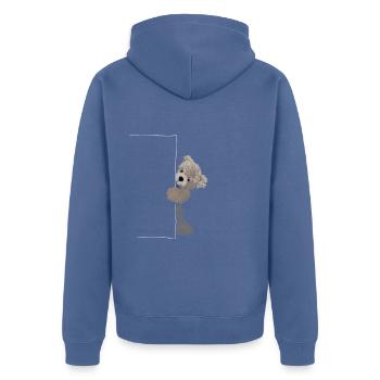 teddy - Unisex Premium Bio Zip Hoodie - Taubenblau - Hinten - Nico (187cm)