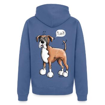 Woof Deutscher Boxer - Boxer Allemand - Veste à capuche bio Premium Unisexe - bleu pigeon - Dos - Nico (187cm)