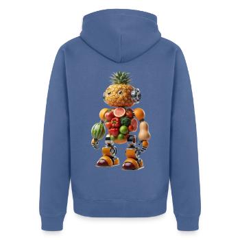 Cyborg Robot Fruit Ananas mignon - Veste à capuche bio Premium Unisexe - bleu pigeon - Dos - Nico (187cm)