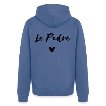 Le Padre avec Coeur - Fête des pères Papa love - Veste à capuche bio Premium Unisexe - bleu pigeon - Dos - Nico (187cm)