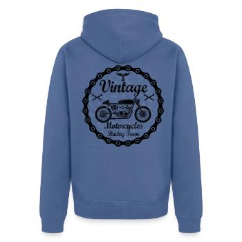 vintage motorcycles 04 - Veste à capuche bio Premium Unisexe - bleu pigeon - Dos - Nico (187cm)