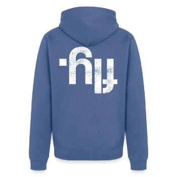 Fliegen - Unisex Premium Bio Zip Hoodie - Taubenblau - Hinten - Nico (187cm)