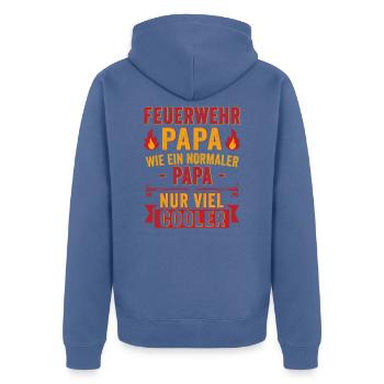 Feuerwehr papa nur viel cooler - Unisex Premium Bio Zip Hoodie - Taubenblau - Hinten - Nico (187cm)