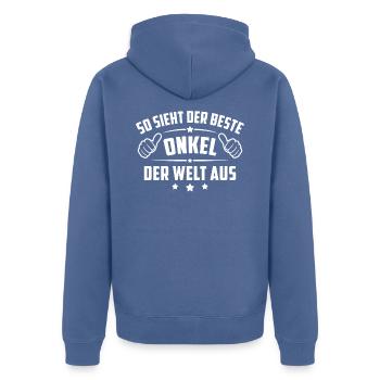 So sieht der beste onkel der welt aus shirt onkel - Unisex Premium Bio Zip Hoodie - Taubenblau - Hinten - Nico (187cm)