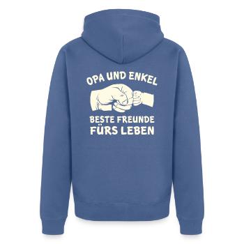 Opa und enkel beste freunde fürs leben comic baby - Unisex Premium Bio Zip Hoodie - Taubenblau - Hinten - Nico (187cm)