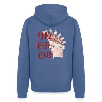 Papagei Kakadu Punks sterben nie Geschenk - Unisex Premium Bio Zip Hoodie - Taubenblau - Hinten - Nico (187cm)