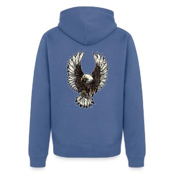 Aigle aigle tête d'aigle cadeau biker - Veste à capuche bio Premium Unisexe - bleu pigeon - Dos - Nico (187cm)