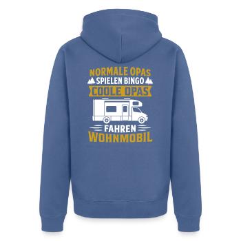 coole opas fahren Wohnmobil - Unisex Premium Bio Zip Hoodie - Taubenblau - Hinten - Nico (187cm)