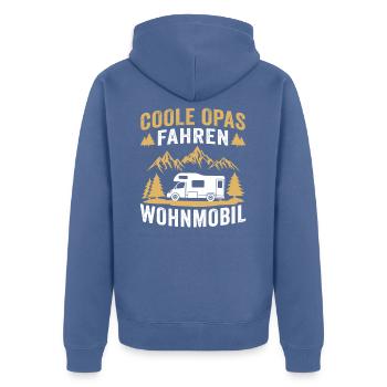 coole opas fahren wohnmobil - Unisex Premium Bio Zip Hoodie - Taubenblau - Hinten - Nico (187cm)