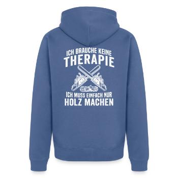 Geschenk für Holzfäller - Unisex Premium Bio Zip Hoodie - Taubenblau - Hinten - Nico (187cm)