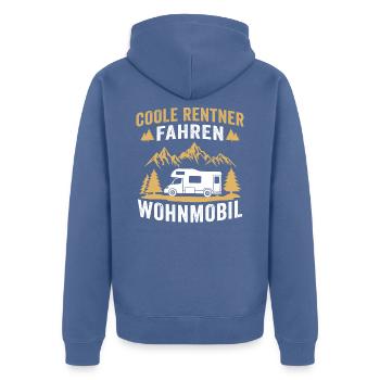 coole Rentner fahren wohnmobil - Unisex Premium Bio Zip Hoodie - Taubenblau - Hinten - Nico (187cm)