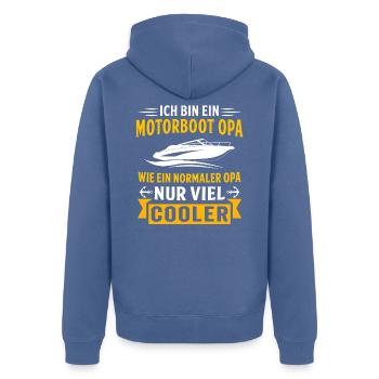 ich bin ein motorboot opa motorboot opa kapitän - Unisex Premium Bio Zip Hoodie - Taubenblau - Hinten - Nico (187cm)