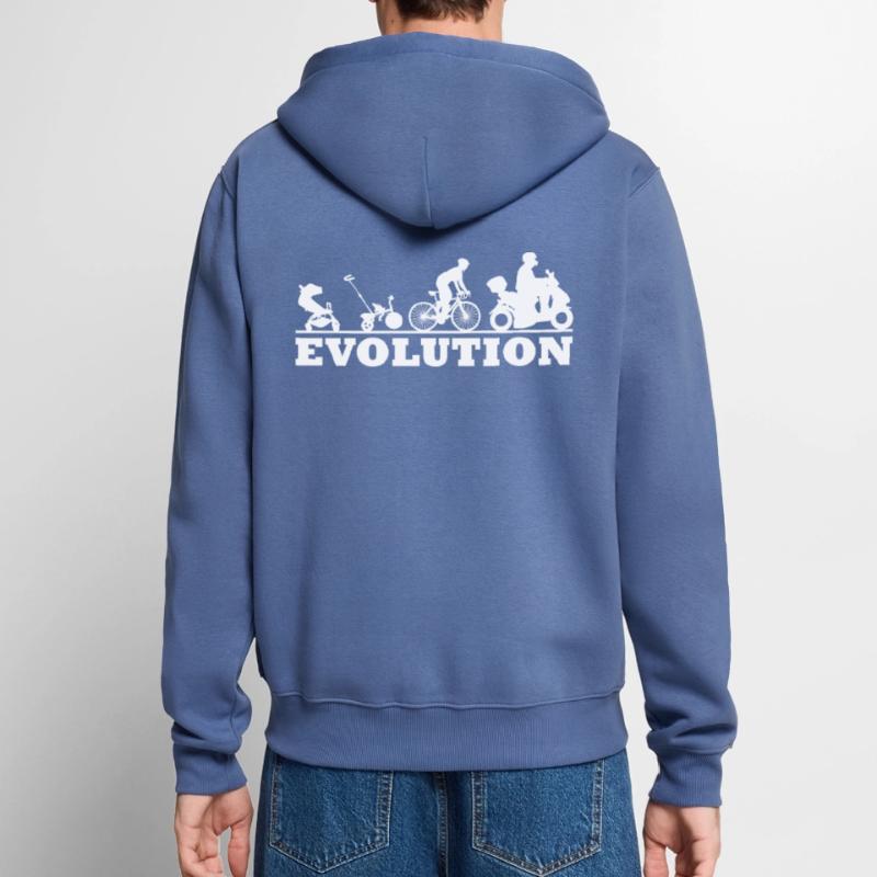 Motorroller Rollerfahrer - Evolution Unisex Premium Bio Zip Hoodie