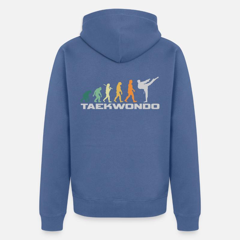 Taekwondo Style rétro - Evolution Man - Veste à capuche bio Premium Unisexe - bleu pigeon