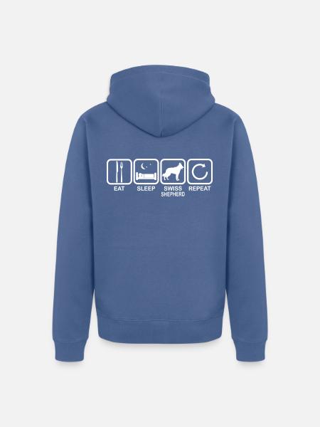 Berger Suisse Blanc - Repas Sommeil - Veste à capuche bio Premium Unisexe - bleu pigeon