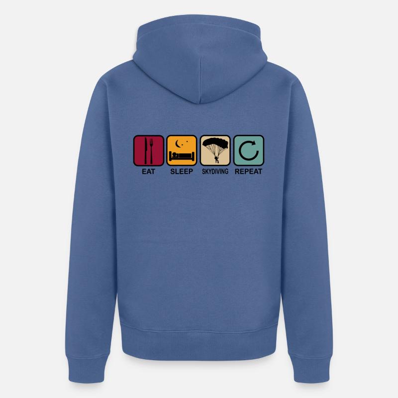 Parachutisme Skydiving Retro - eat sleep - Veste à capuche bio Premium Unisexe - bleu pigeon