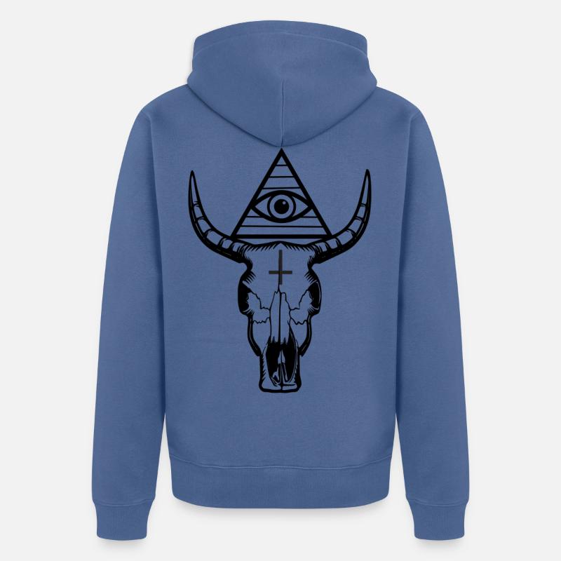 Crâne de Ram - Veste à capuche bio Premium Unisexe - bleu pigeon