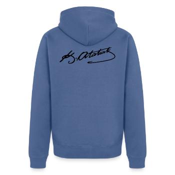 Atatürkün imzasi - Veste à capuche bio Premium Unisexe - bleu pigeon - Dos - Nico (187cm)