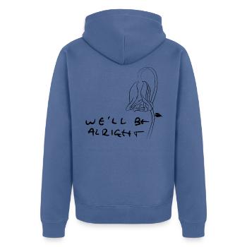 Fine ligne d’écriture manuscrite - Veste à capuche bio Premium Unisexe - bleu pigeon - Dos - Nico (187cm)