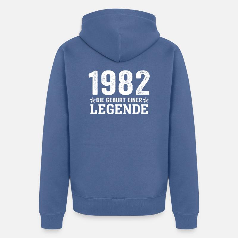 1982 Die Geburt einer Legende - Unisex Premium Bio Zip Hoodie - Taubenblau