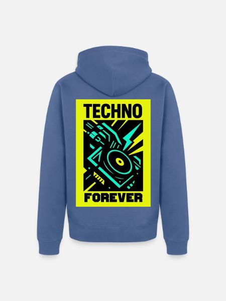 Techno Forever - Unisex Premium Organic Zip Hoodie - stone blue