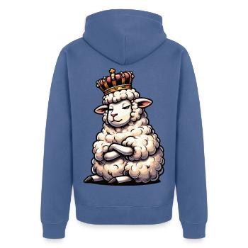Sheep Sheep Shepherd Sheep Keeper Ram - Unisex Premium Organic Zip Hoodie - stone blue - Back - Nico (187cm)