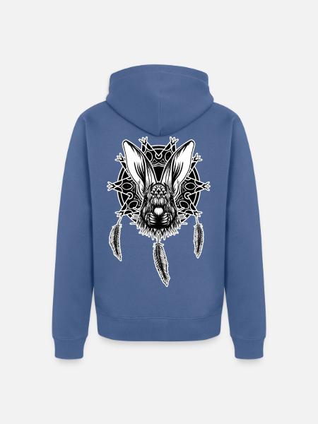 Rabbit - Unisex Premium Organic Zip Hoodie - stone blue