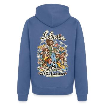 Lehrerin 28 Kinder koans is meins - Unisex Premium Bio Zip Hoodie - Taubenblau - Hinten - Nico (187cm)