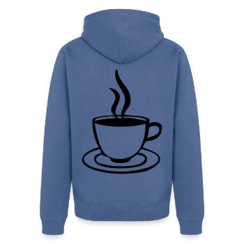 coffee cup - Unisex Premium Organic Zip Hoodie - stone blue - Back - Nico (187cm)