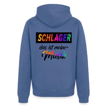 Schlager das ist meine Musik - Unisex Premium Bio Zip Hoodie - Taubenblau - Hinten - Nico (187cm)