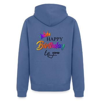 Joyeux anniversaire 2021 5 - Veste à capuche bio Premium Unisexe - bleu pigeon - Dos - Nico (187cm)