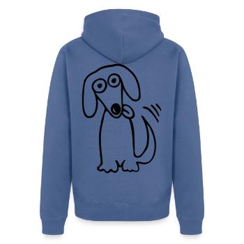 chien drôle doux chien de teckel de bande dessinée comique Fun - Veste à capuche bio Premium Unisexe - bleu pigeon - Dos - Nico (187cm)