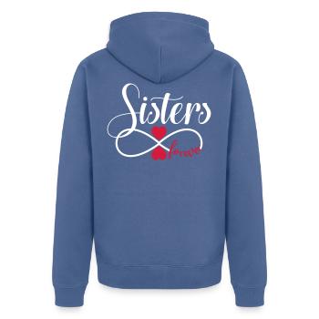 Sœurs pour toujours - Sœurs BFF pour toujours - Veste à capuche bio Premium Unisexe - bleu pigeon - Dos - Nico (187cm)