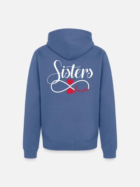Zussen voor altijd - BFF Sisters forever - Uniseks Premium bio ziphoodie - duifblauw