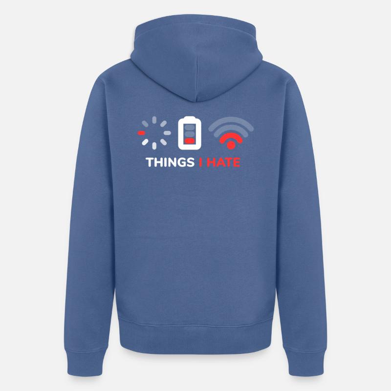 Wlan Batterie Wlan Computer Internet - Unisex Premium Bio Zip Hoodie - Taubenblau