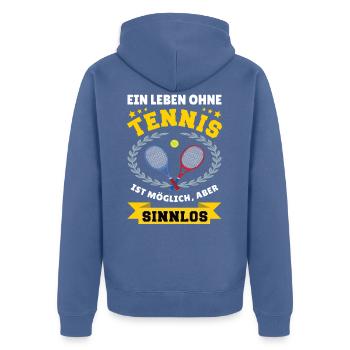 Ein Leben ohne Tennis ist möglich aber sinnlos - Unisex Premium Bio Zip Hoodie - Taubenblau - Hinten - Nico (187cm)
