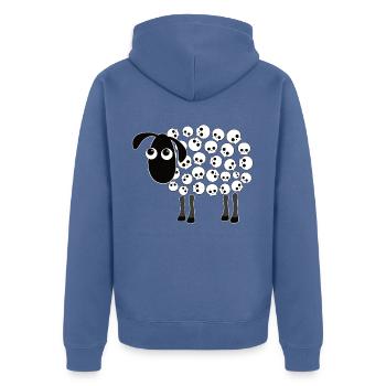 Schaf Totenkopf Fell - Rock Metal Schaf - Unisex Premium Bio Zip Hoodie - Taubenblau - Hinten - Nico (187cm)