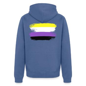 Drapeau Fierté Nonbinary LGBTQ Drapeau Pride LGBT - Veste à capuche bio Premium Unisexe - bleu pigeon - Dos - Nico (187cm)