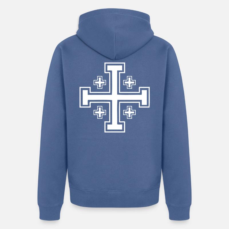 Croix de Jérusalem - Veste à capuche bio Premium Unisexe - bleu pigeon
