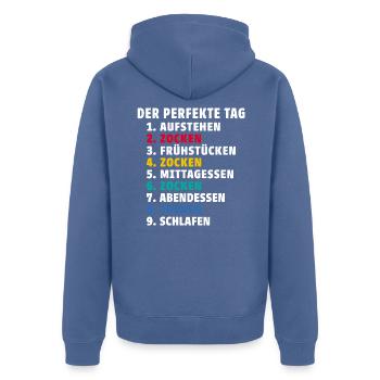 Der perfekte tag zocken gamer gaming computer - Unisex Premium Bio Zip Hoodie - Taubenblau - Hinten - Nico (187cm)