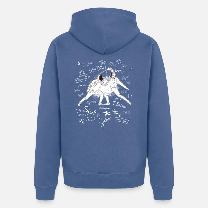 Fechten Begriffe Training Geschenk - Unisex Premium Bio Zip Hoodie - Taubenblau