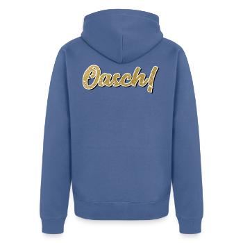Oasch - Österreich Dialekt Mundart Sprache Arsch - Unisex Premium Bio Zip Hoodie - Taubenblau - Hinten - Nico (187cm)