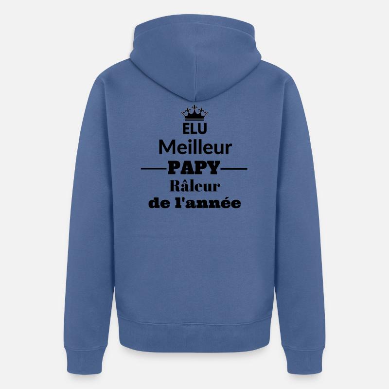Papy râleur ! - Veste à capuche bio Premium Unisexe - bleu pigeon