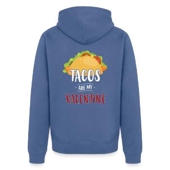Les tacos sont ma Saint-Valentin - Veste à capuche bio Premium Unisexe - bleu pigeon - Dos - Nico (187cm)