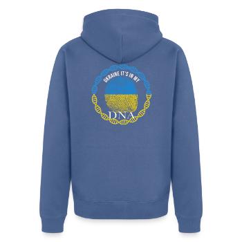 Ukraine c'est dans mon ADN - Veste à capuche bio Premium Unisexe - bleu pigeon - Dos - Nico (187cm)