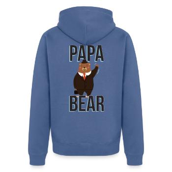 Papa Bear Working Bear - Unisex Premium Organic Zip Hoodie - stone blue - Back - Nico (187cm)