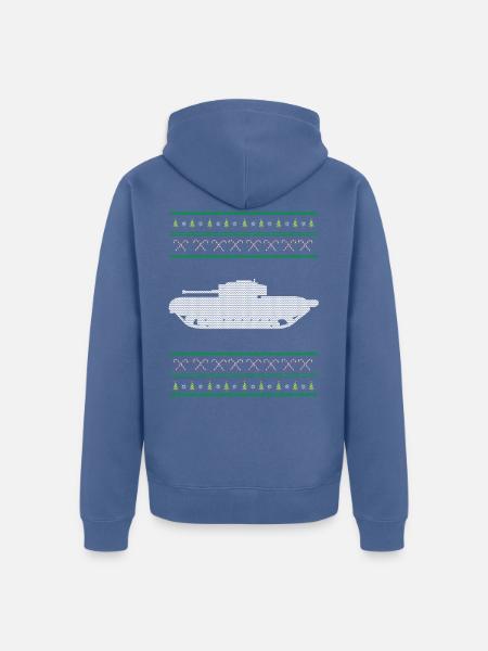 Weihnachtsarmee-Behälter-hässlicher Strickjacke-gestrickter Entwurf - Unisex Premium Bio Zip Hoodie - Taubenblau