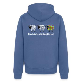 Il va bien à un petit mouton différent autisme - Veste à capuche bio Premium Unisexe - bleu pigeon - Dos - Nico (187cm)